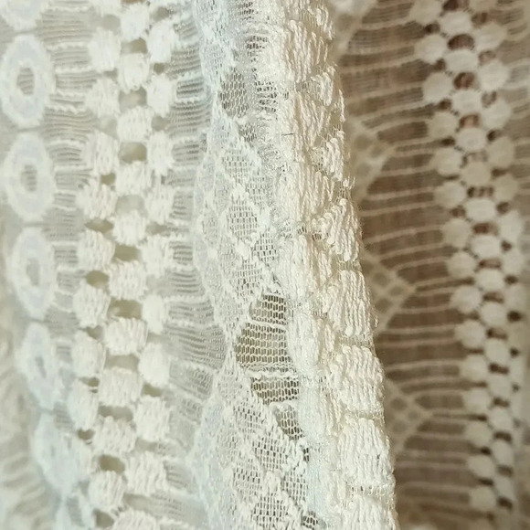 Ginger G crochet embroidered lace sheer cream feminine fairy romantic kimono L - Picture 5 of 11